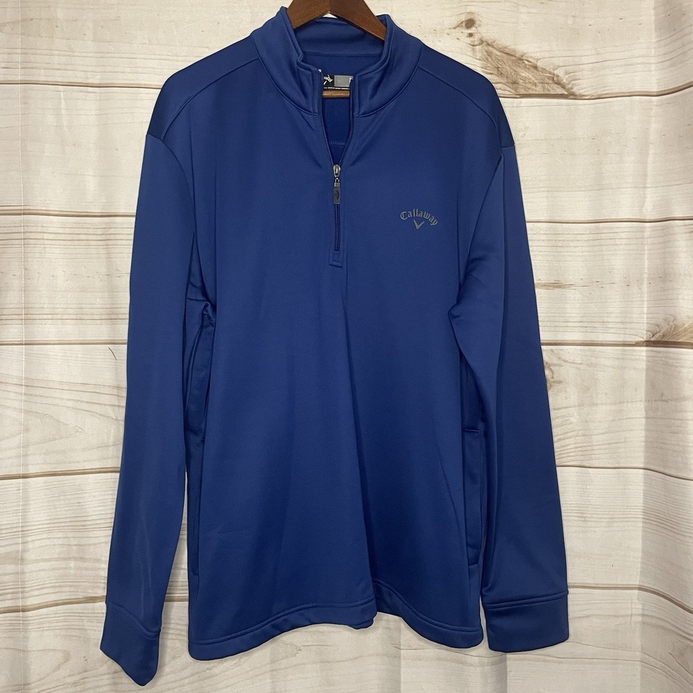 Callaway Men's 1/4 Zip Pullover Golf Blue‎ XL Polyester Long Sleeve